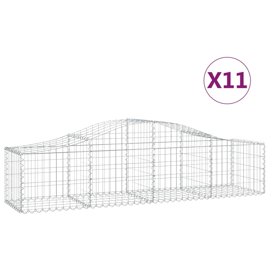 VidaXL Gabions 11 pcs courbé 200x50x40 60 cm fer galvanisé