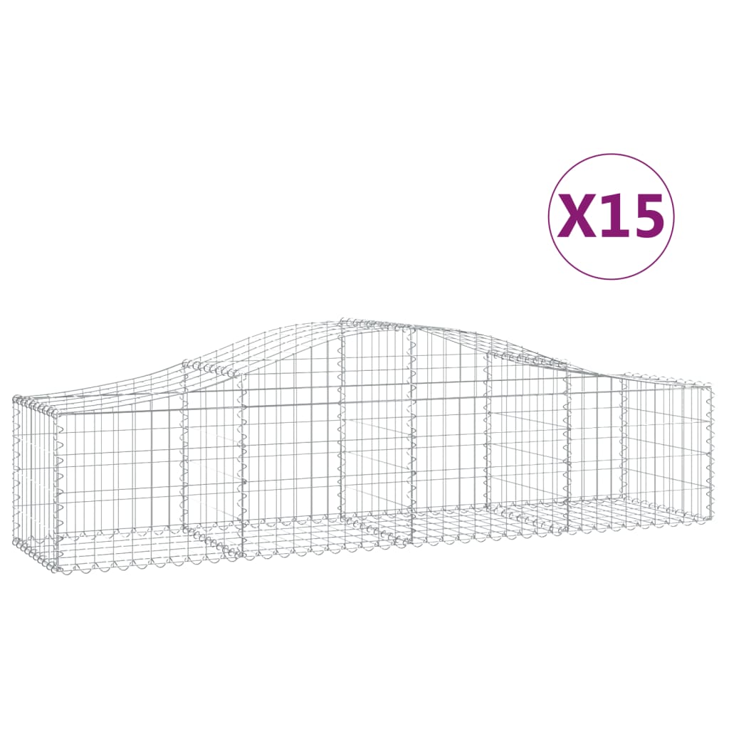 VidaXL Gabions 15 pcs courbé 200x50x40 60 cm fer galvanisé
