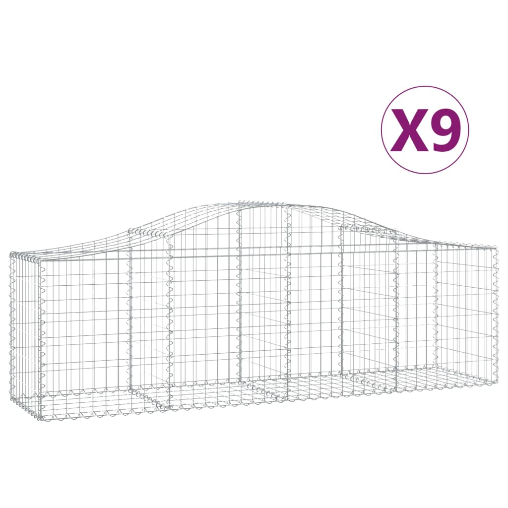 VidaXL Gabions 9 pcs courbé 200x50x60 80 cm fer galvanisé