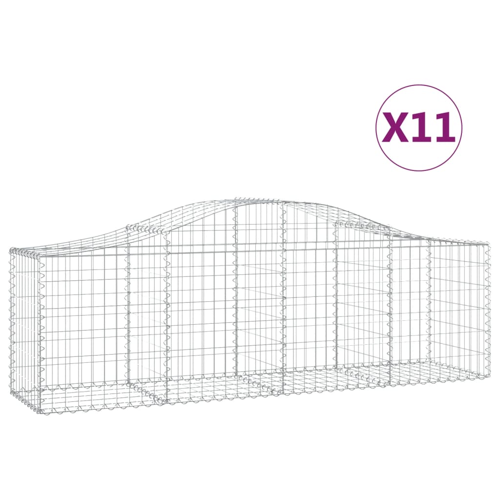 VidaXL Gabions 11 pcs courbé 200x50x60 80 cm fer galvanisé