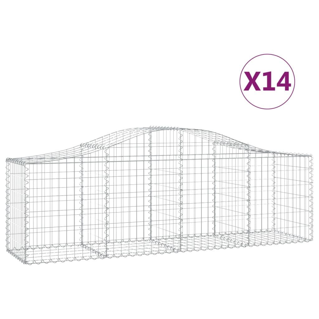 VidaXL Gabions 14 pcs courbé 200x50x60 80 cm fer galvanisé