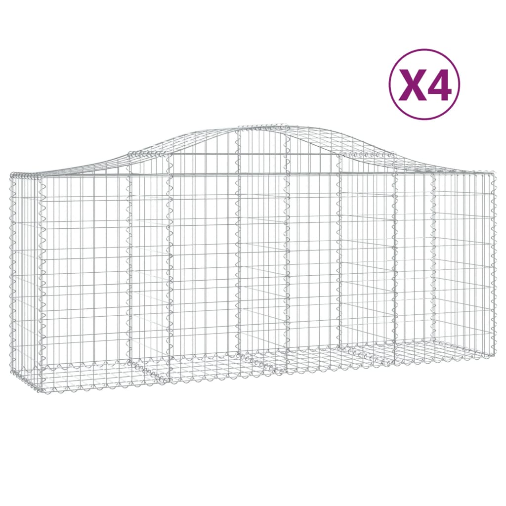 VidaXL Gabions 4 pcs courbé 200x50x80 100 cm fer galvanisé