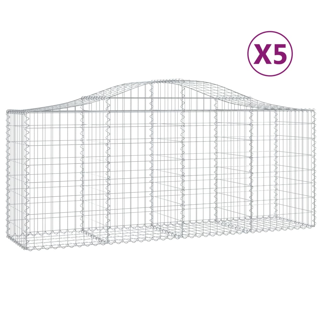 VidaXL Gabions 5 pcs courbé 200x50x80 100 cm fer galvanisé