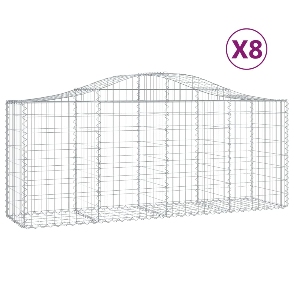 VidaXL Gabions 8 pcs courbé 200x50x80 100 cm fer galvanisé