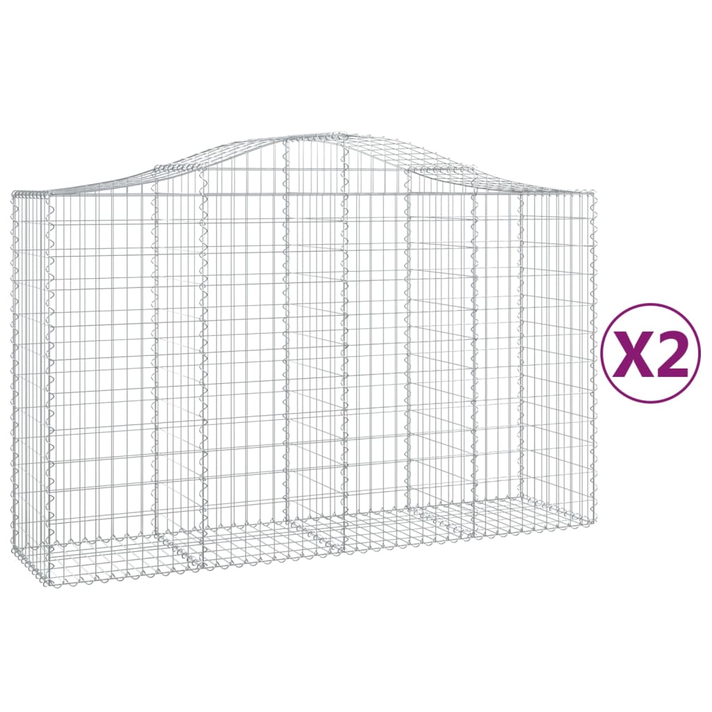 VidaXL Gabions 2 pcs courbé 200x50x120 140 cm fer