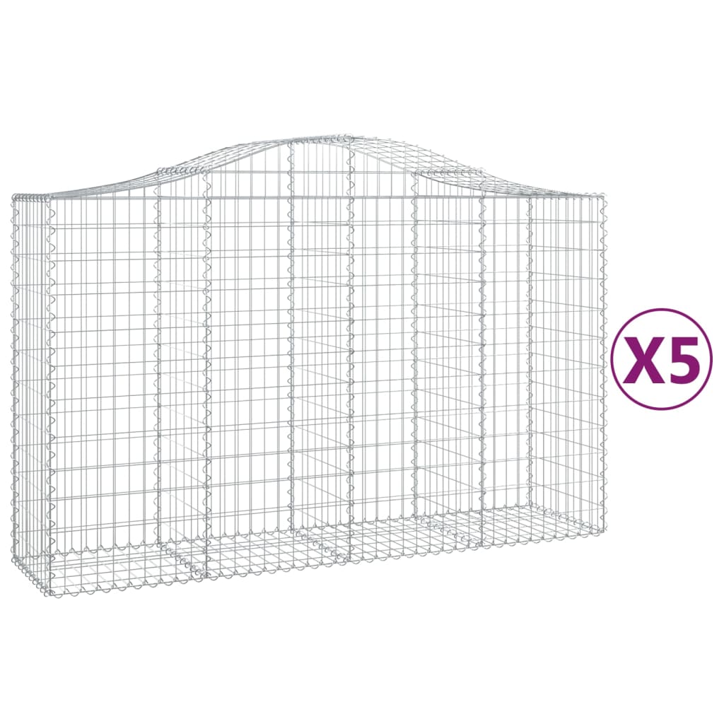 VidaXL Gabions 5 pcs courbé 200x50x120 140 cm fer
