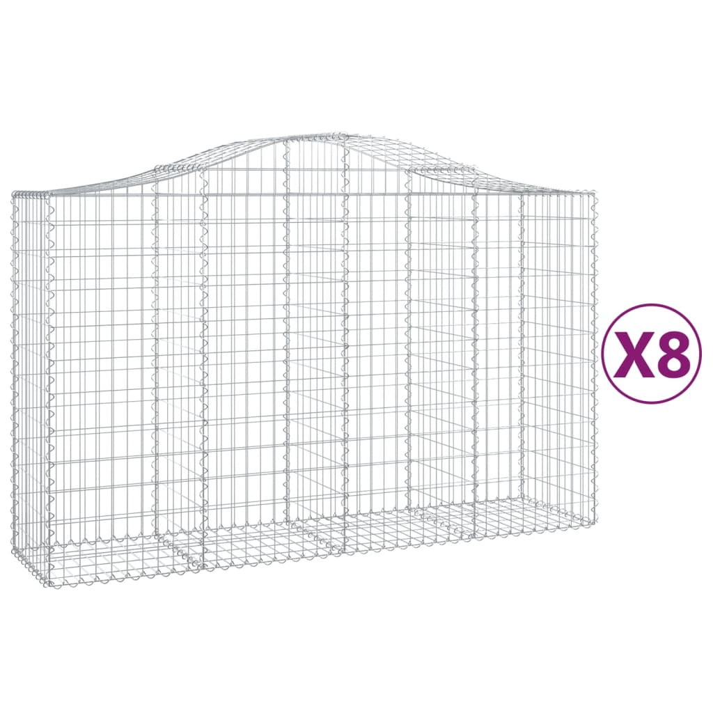 VidaXL Gabions 8 pcs courbé 200x50x120 140 cm fer