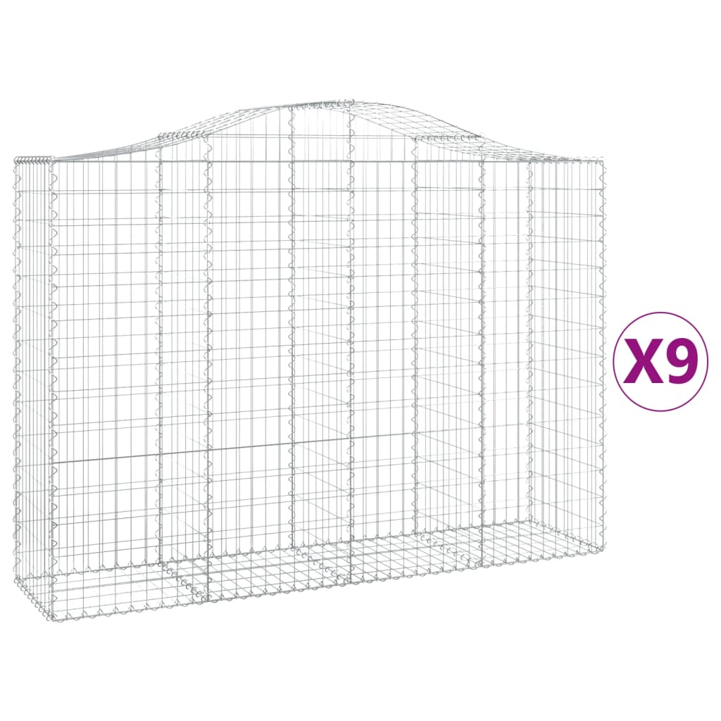 VidaXL Gabions 9 pcs courbé 200x50x140 160 cm fer