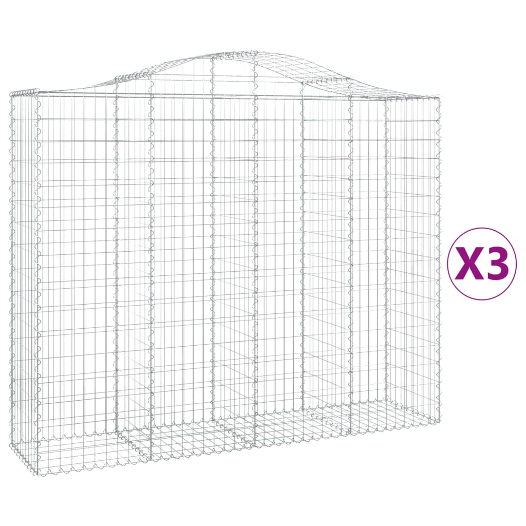 VidaXL Gabions 3 pcs courbé 200x50x160 180 cm fer