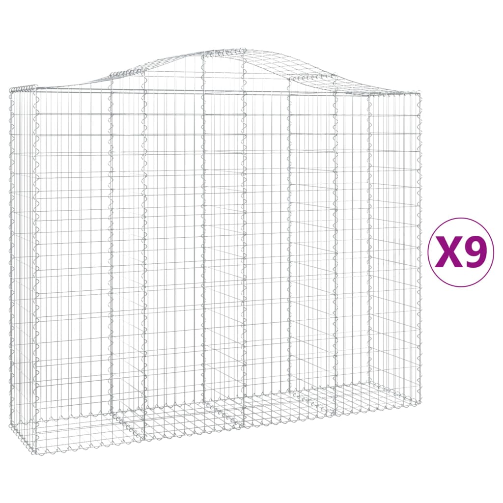 VidaXL Gabions 9 pcs courbé 200x50x160 180 cm fer