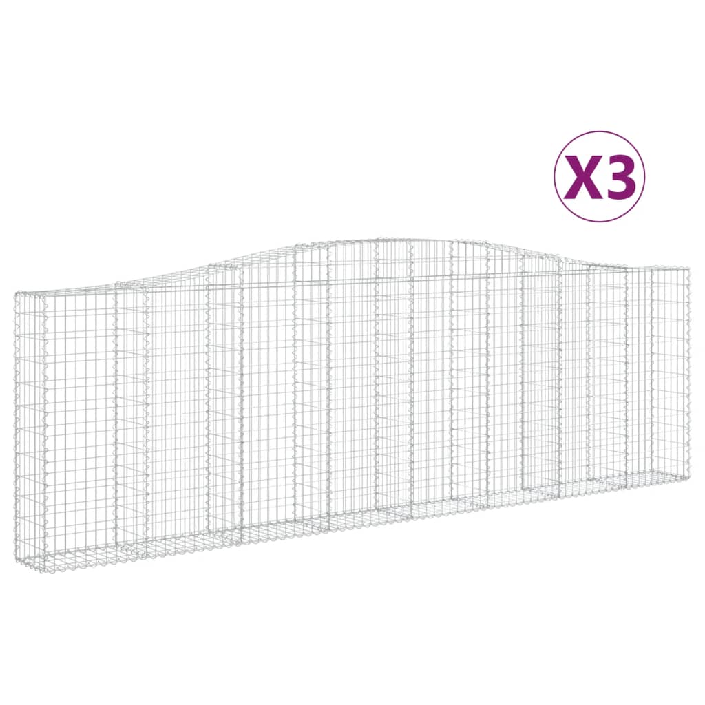 VidaXL Gabions 3 pcs courbé 400x30x120 140 cm fer