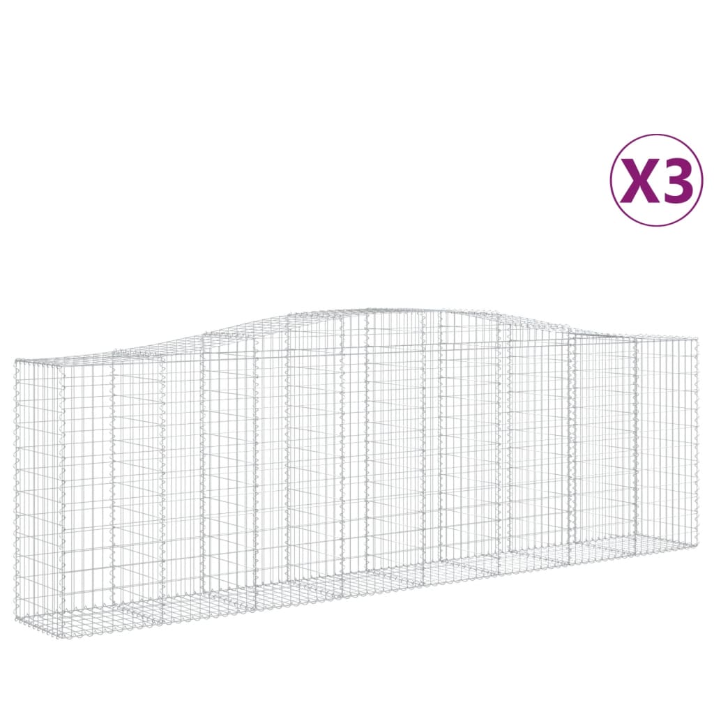 VidaXL Gabions 3 pcs courbé 400x50x120 140 cm fer