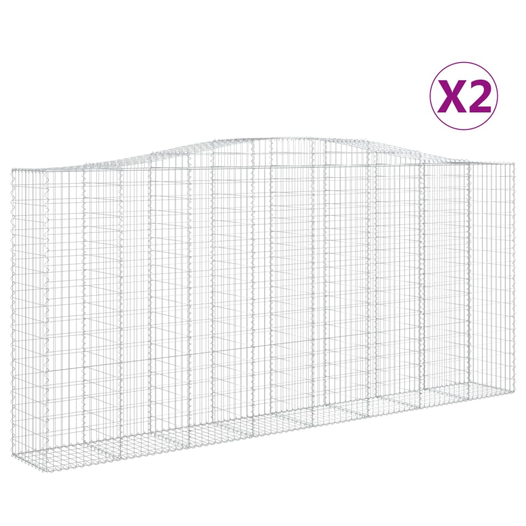VidaXL Gabions 2 pcs courbé 400x50x180 200 cm fer