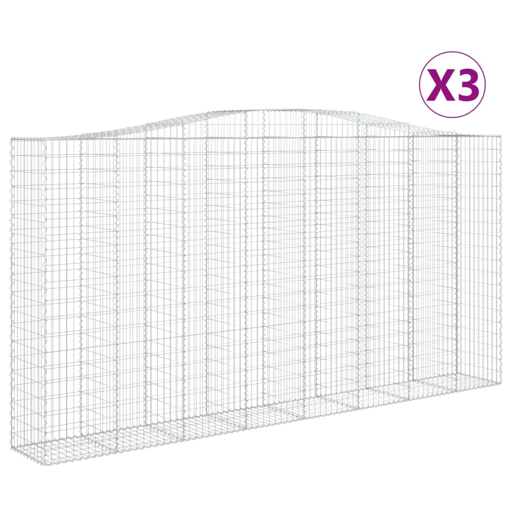 VidaXL Gabions 3 pcs courbé 400x50x200 220 cm fer