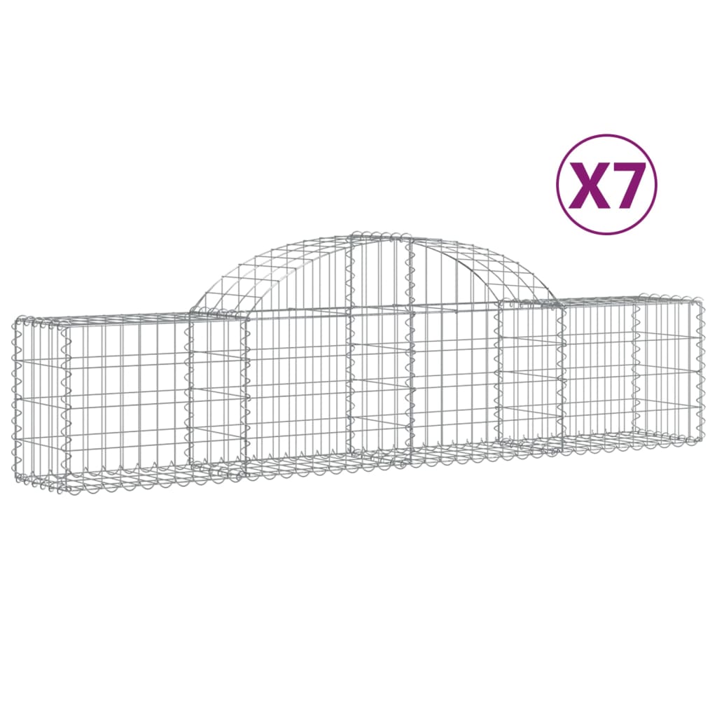 VidaXL Gabions 7 pcs courbé 200x30x40 60 cm fer galvanisé