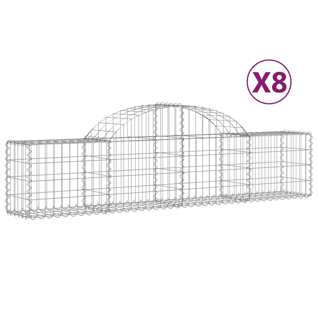 VidaXL Gabions 8 pcs courbé 200x30x40 60 cm fer galvanisé