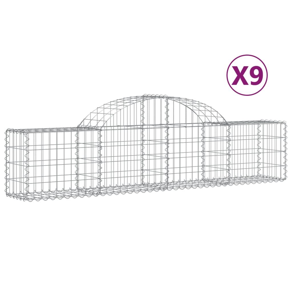 VidaXL Gabions 9 pcs courbé 200x30x40 60 cm fer galvanisé