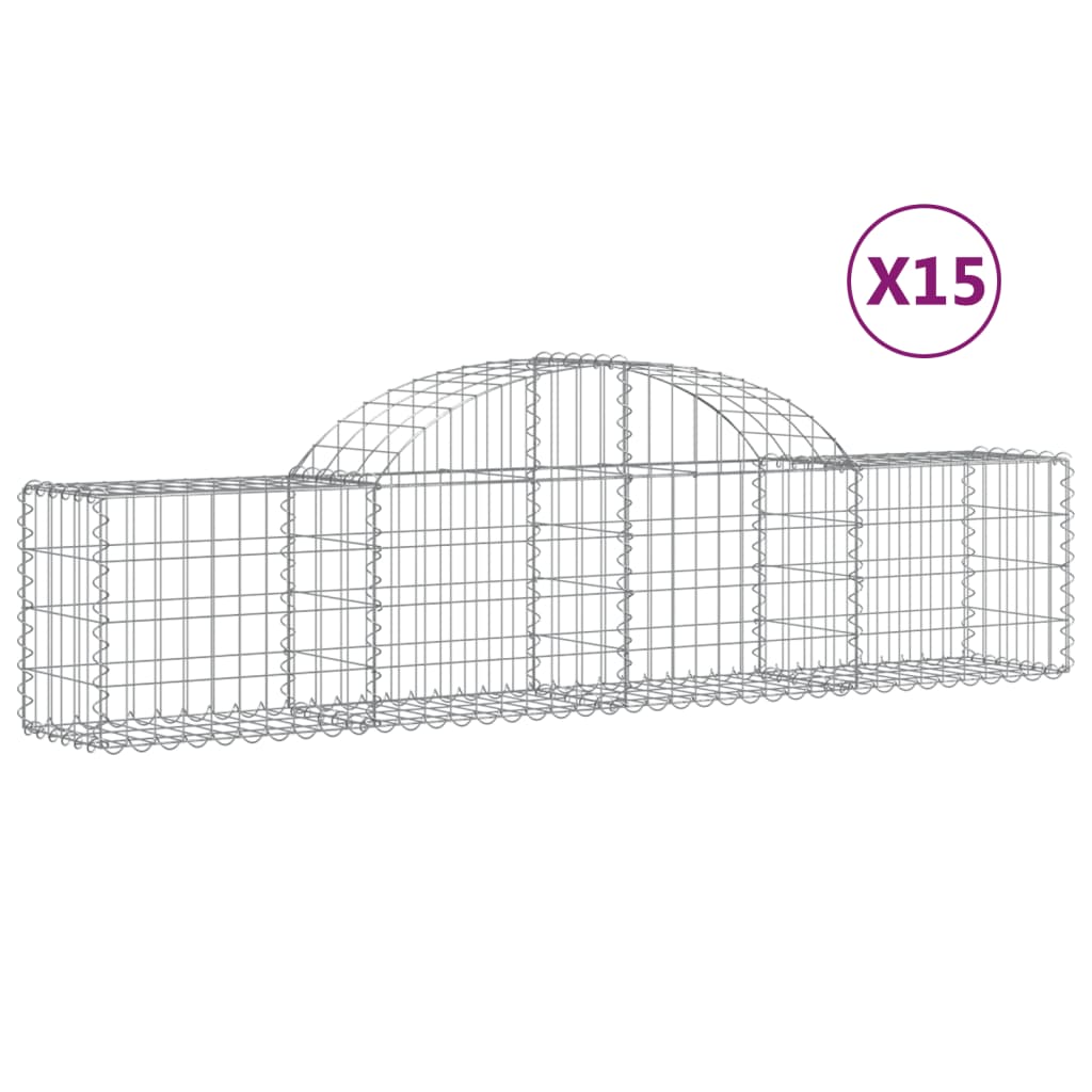 VidaXL Gabions 15 pcs courbé 200x30x40 60 cm fer galvanisé