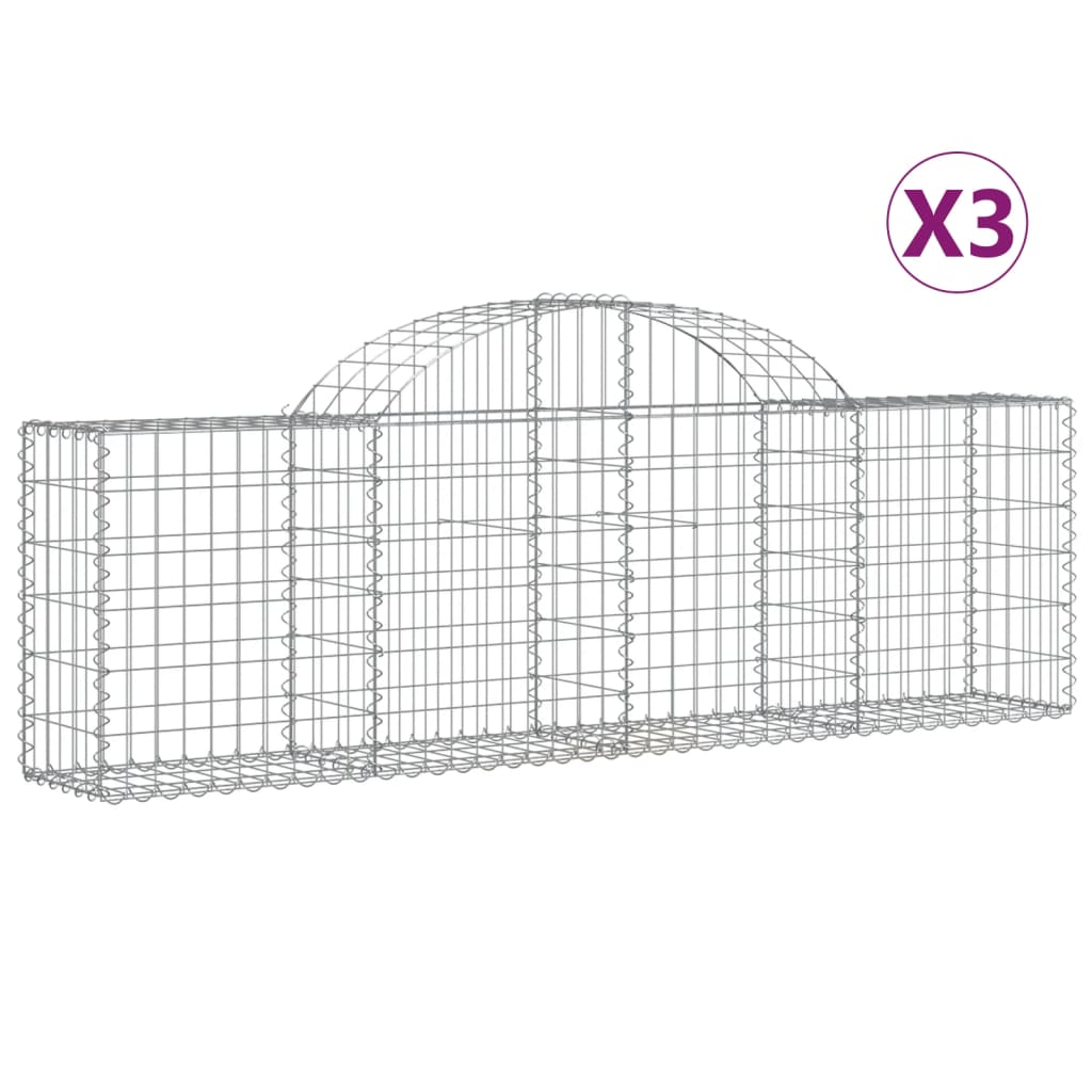 VidaXL Gabions 3 pcs courbé 200x30x60 80 cm fer galvanisé