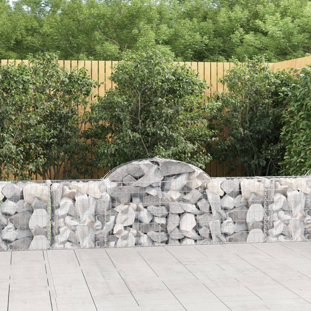 VidaXL Gabions 3 pcs courbé 200x30x60 80 cm fer galvanisé