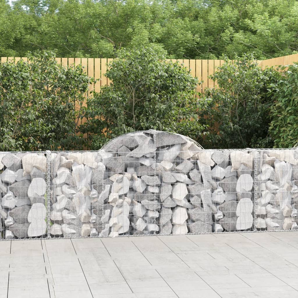VidaXL Gabions 3 pcs courbé 200x30x80 100 cm fer galvanisé