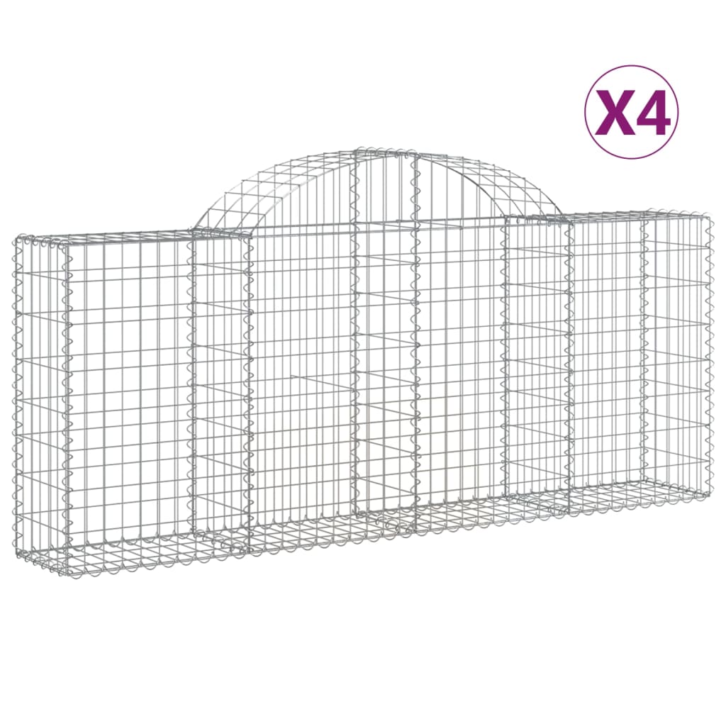 VidaXL Gabions 4 pcs courbé 200x30x80 100 cm fer galvanisé