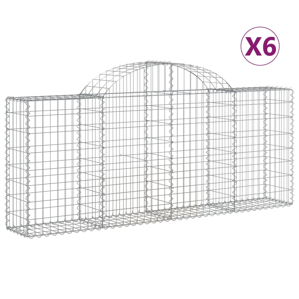 VidaXL Gabions 6 pcs courbé 200x30x80 100 cm fer galvanisé