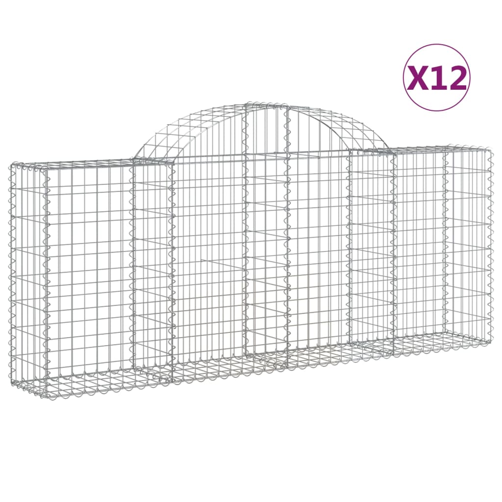VidaXL Gabions 12 pcs courbé 200x30x80 100 cm fer