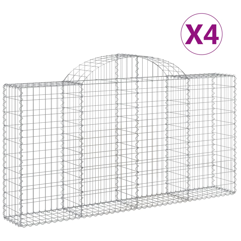 VidaXL Gabions 4 pcs courbé 200x30x100 120 cm fer