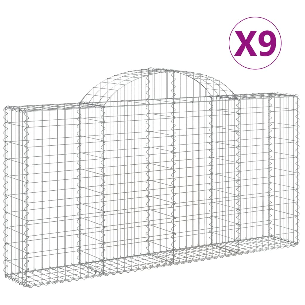 VidaXL Gabions 9 pcs courbé 200x30x100 120 cm fer