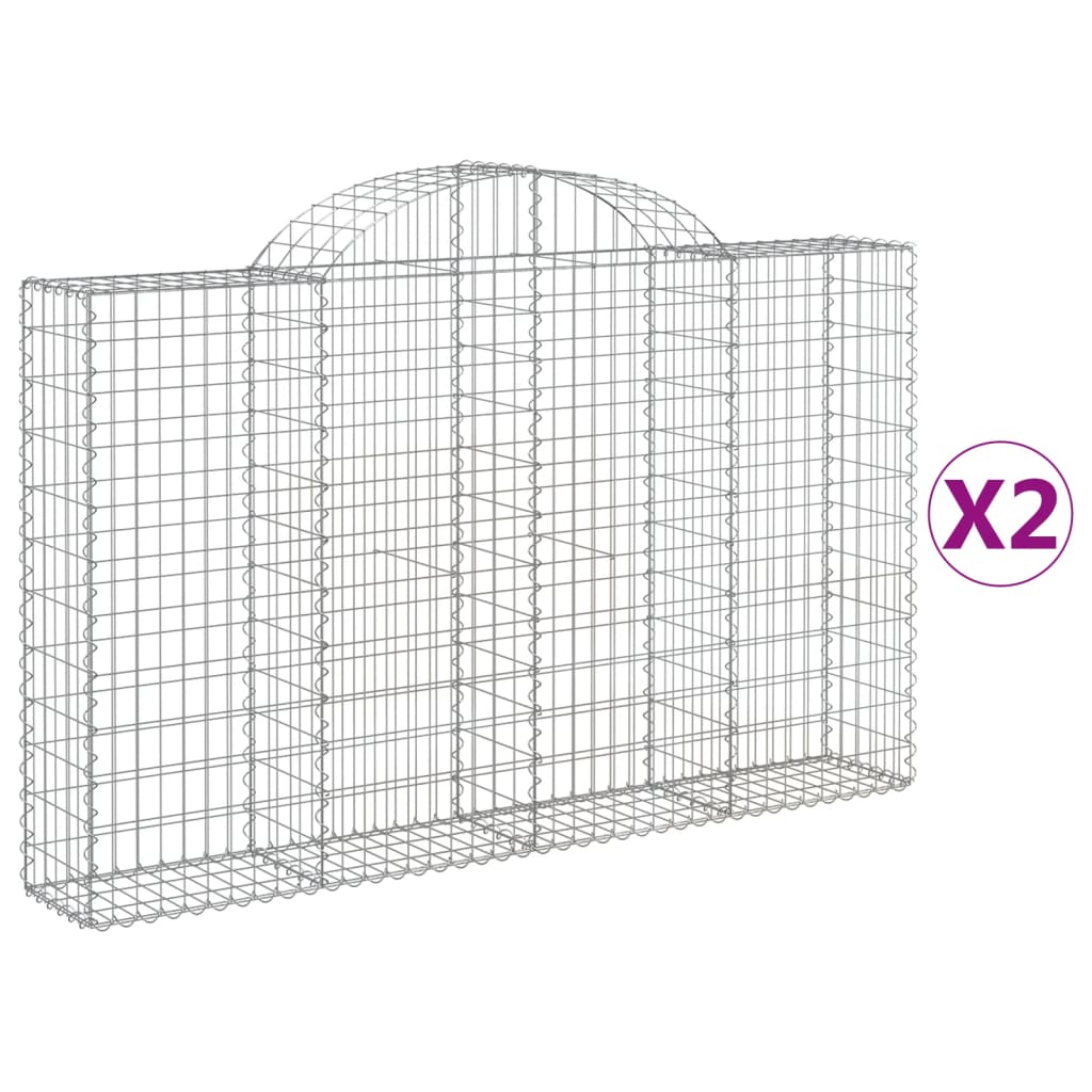 VidaXL Gabions 2 pcs courbé 200x30x120 140 cm fer