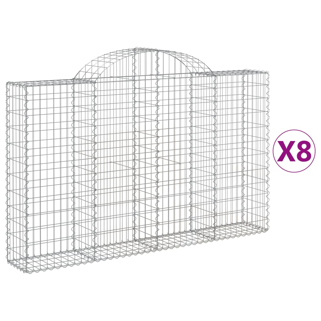 VidaXL Gabions 8 pcs courbé 200x30x120 140 cm fer