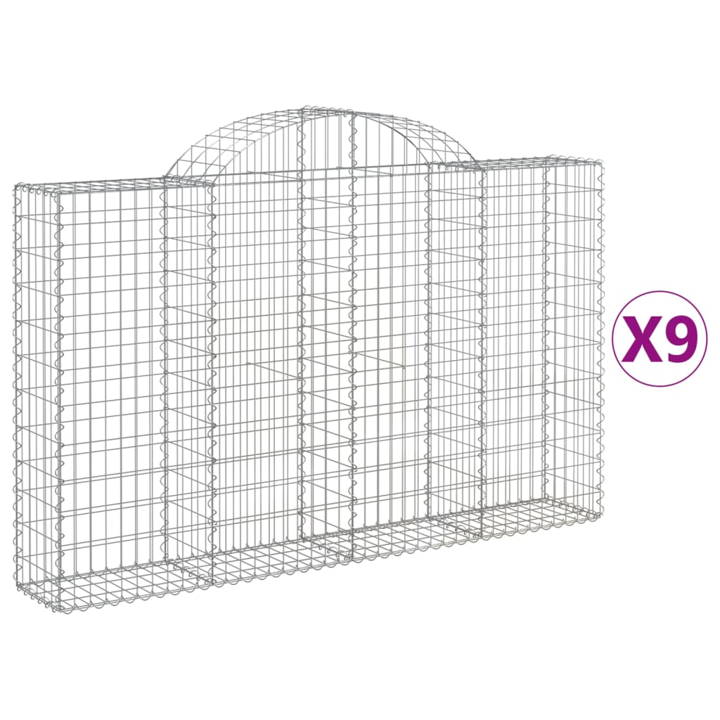 VidaXL Gabions 9 pcs courbé 200x30x120 140 cm fer