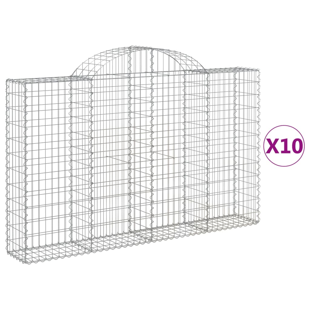 VidaXL Gabions 10 pcs courbé 200x30x120 140 cm fer