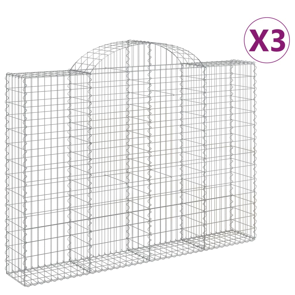 VidaXL Gabions 3 pcs courbé 200x30x140 160 cm fer
