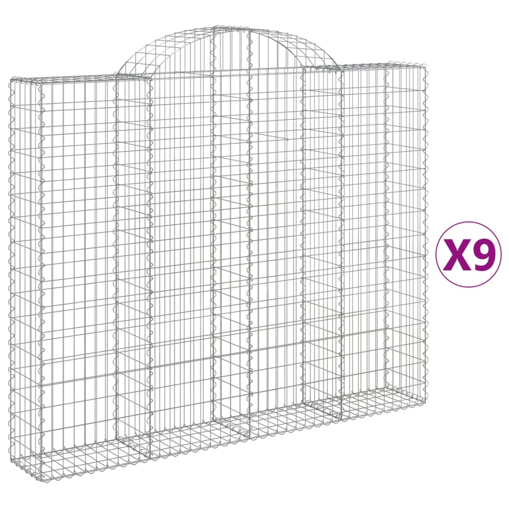 VidaXL Gabions 9 pcs courbé 200x30x160 180 cm fer