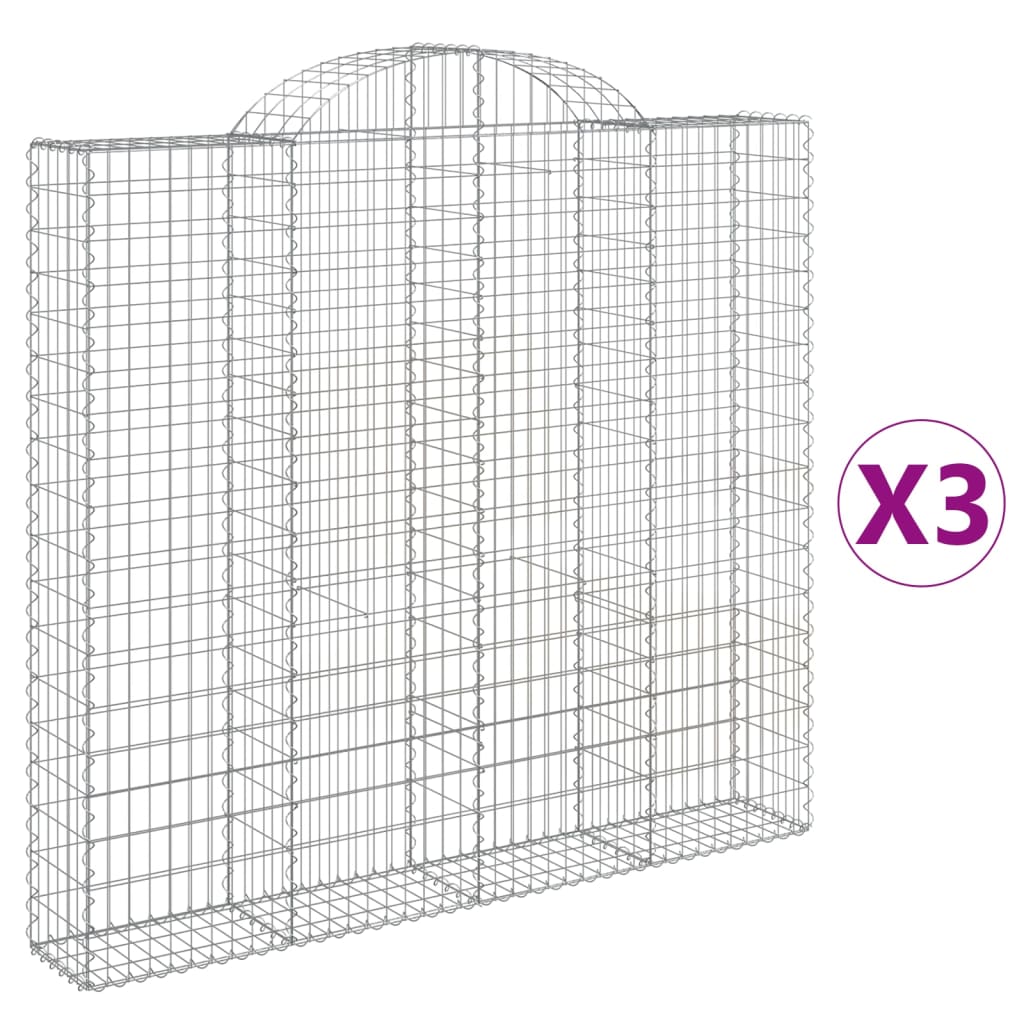 VidaXL Gabions 3 pcs courbé 200x30x180 200 cm fer