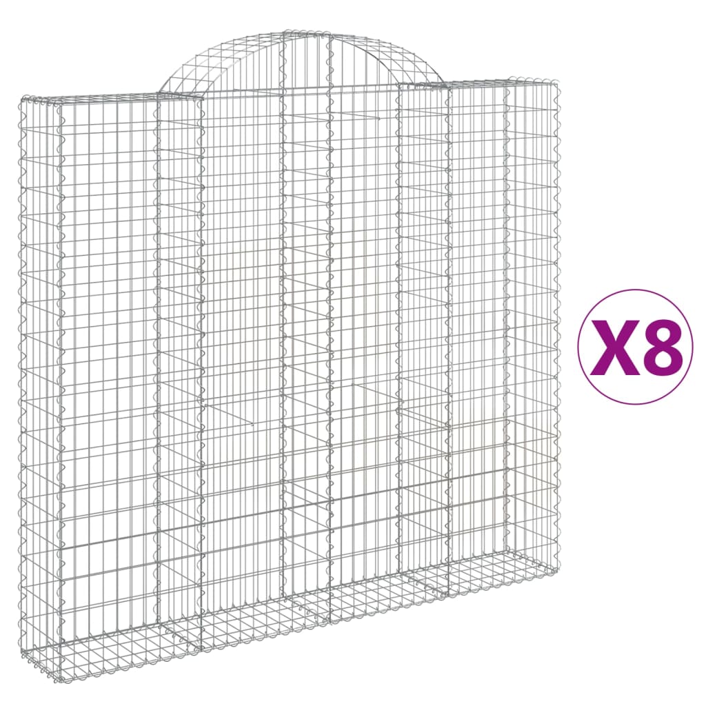 VidaXL Gabions 8 pcs courbé 200x30x180 200 cm fer