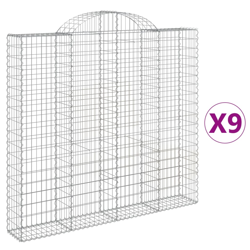 VidaXL Gabions 9 pcs courbé 200x30x180 200 cm fer