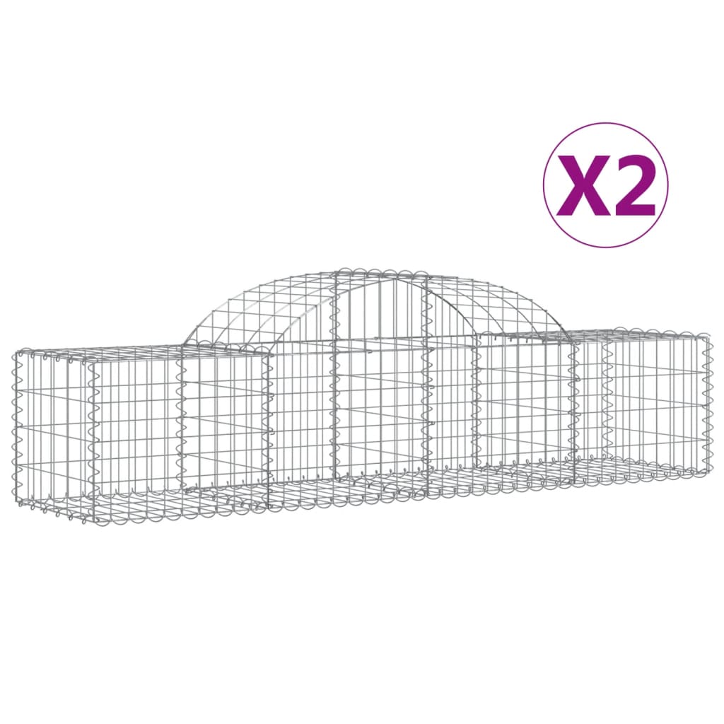 VidaXL Gabions 2 pcs courbé 200x50x40 60 cm fer galvanisé