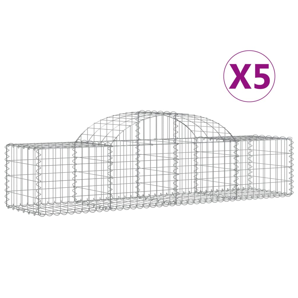VidaXL Gabions 5 pcs courbé 200x50x40 60 cm fer galvanisé