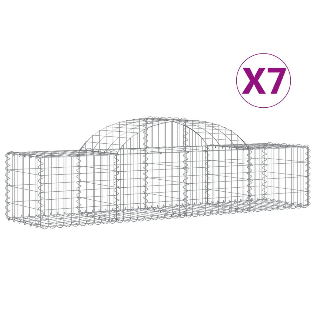 VidaXL Gabions 7 pcs courbé 200x50x40 60 cm fer galvanisé
