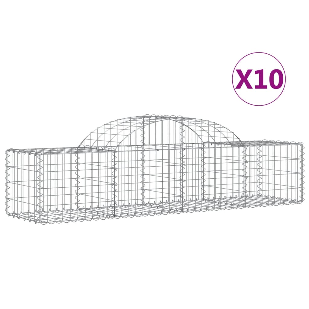 VidaXL Gabions 10 pcs courbé 200x50x40 60 cm fer galvanisé