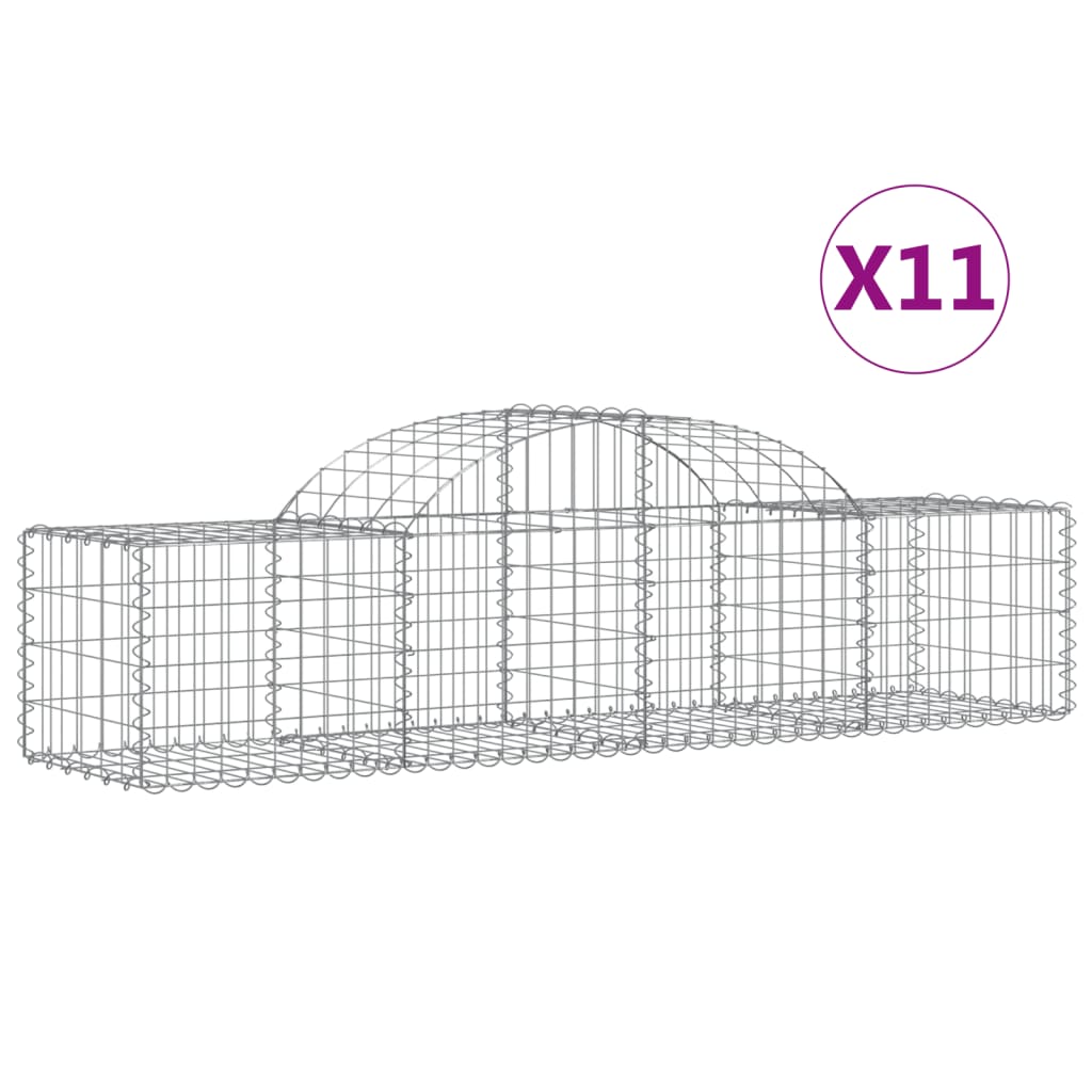 VidaXL Gabions 11 pcs courbé 200x50x40 60 cm fer galvanisé