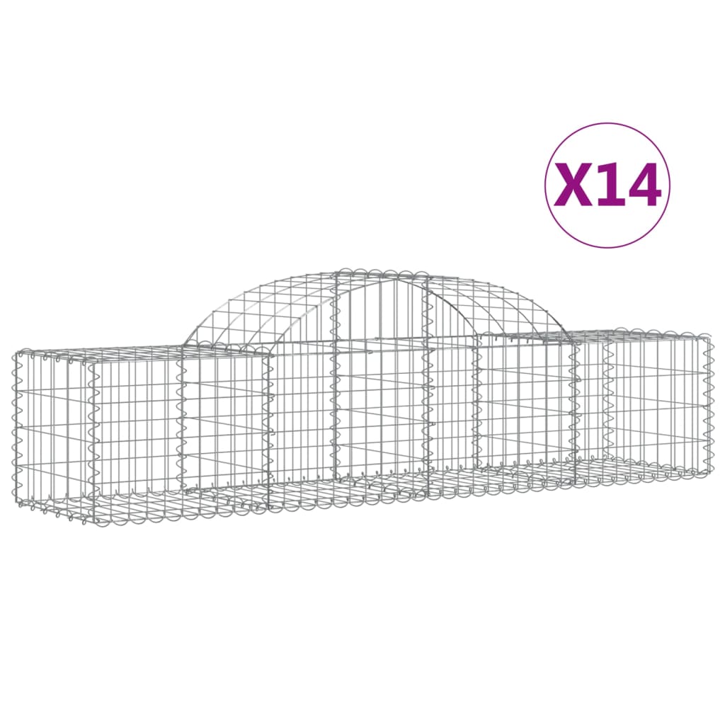 VidaXL Gabions 14 pcs courbé 200x50x40 60 cm fer galvanisé
