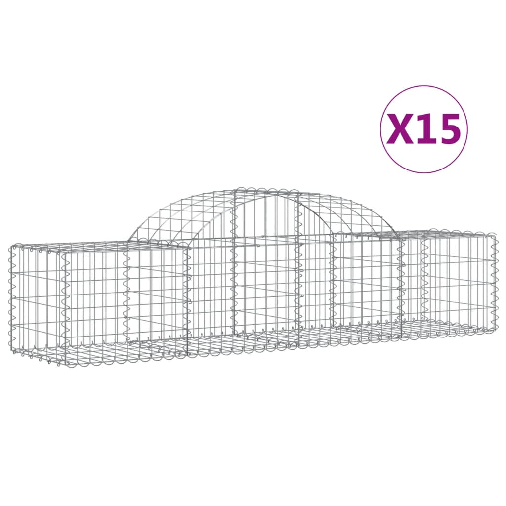VidaXL Gabions 15 pcs courbé 200x50x40 60 cm fer galvanisé