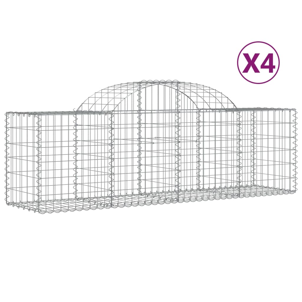 VidaXL Gabions 4 pcs courbé 200x50x60 80 cm fer galvanisé