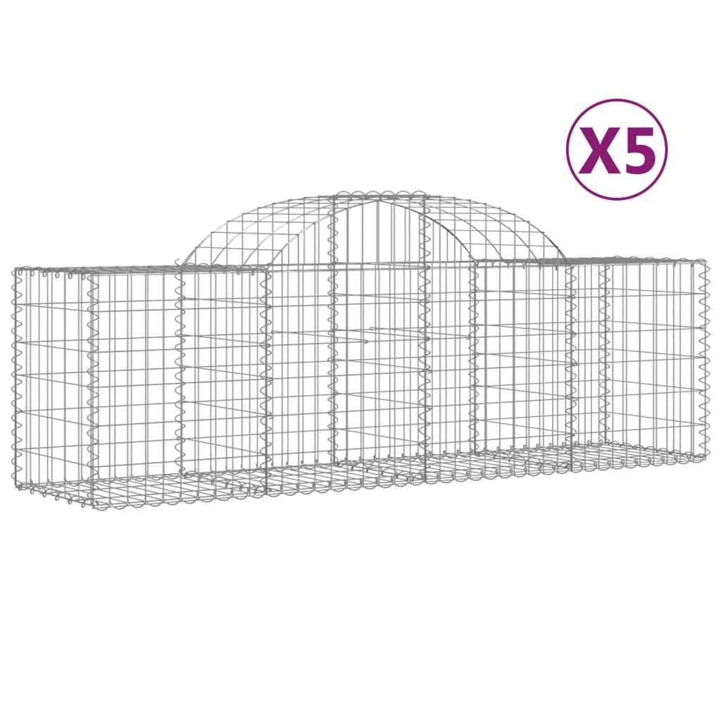 VidaXL Gabions 5 pcs courbé 200x50x60 80 cm fer galvanisé
