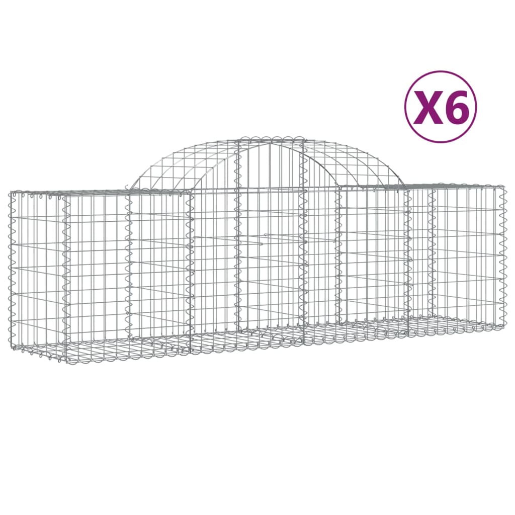 VidaXL Gabions 6 pcs courbé 200x50x60 80 cm fer galvanisé