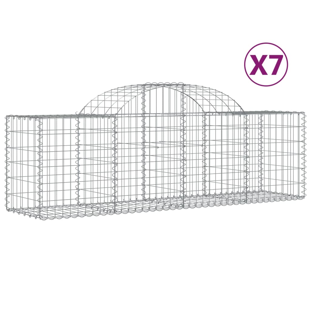 VidaXL Gabions 7 pcs courbé 200x50x60 80 cm fer galvanisé